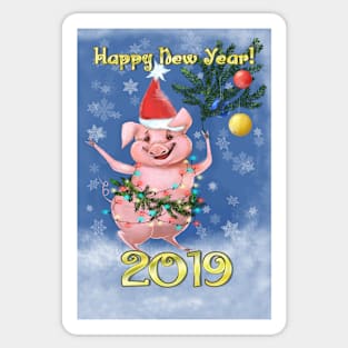 Postcard 2019 The New Year Of The Pig Sticker